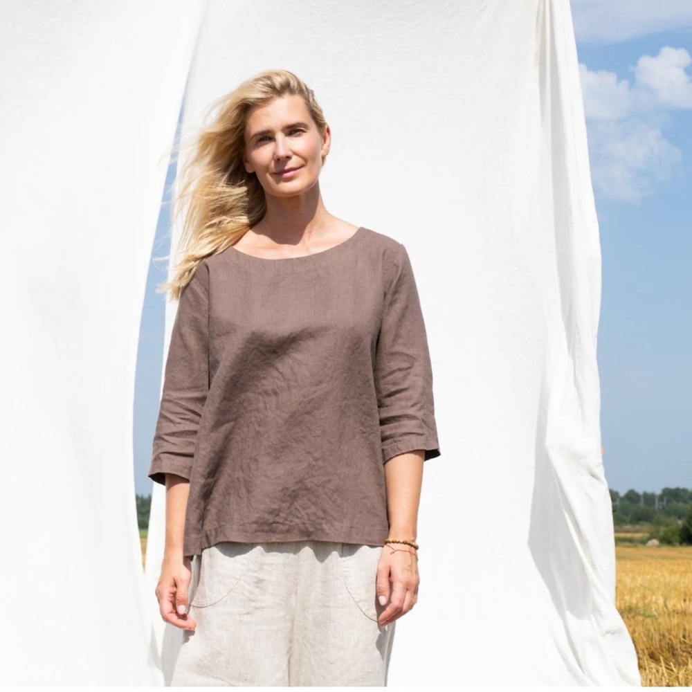 Not Perfect Linen January Top - Taupe Linen - size S/M